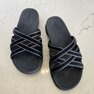 Women's L.L.Bean Black & Gray Strap Sandals Size 6